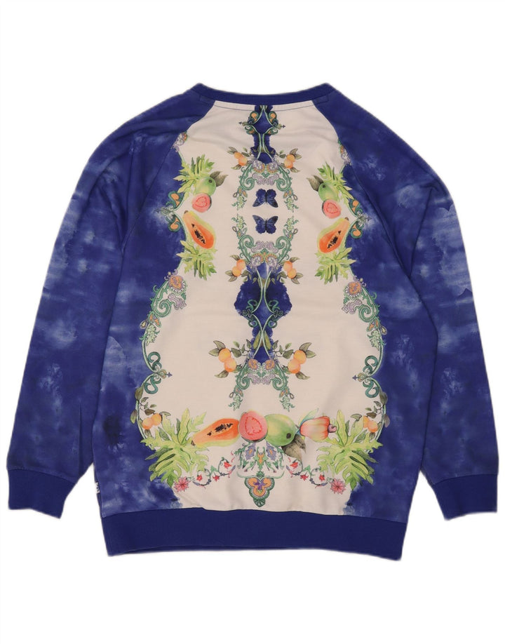 Adidas Dame Grafisk Oversized Sweatshirt Jumper UK 10 Lille Blå