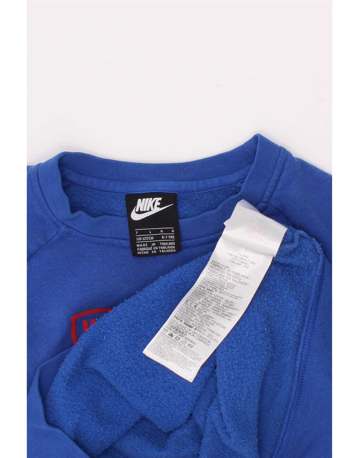 Nike Boys Graphic Sweatshirt Jumper 6-7 år Large Blue Colourblock Bomuld