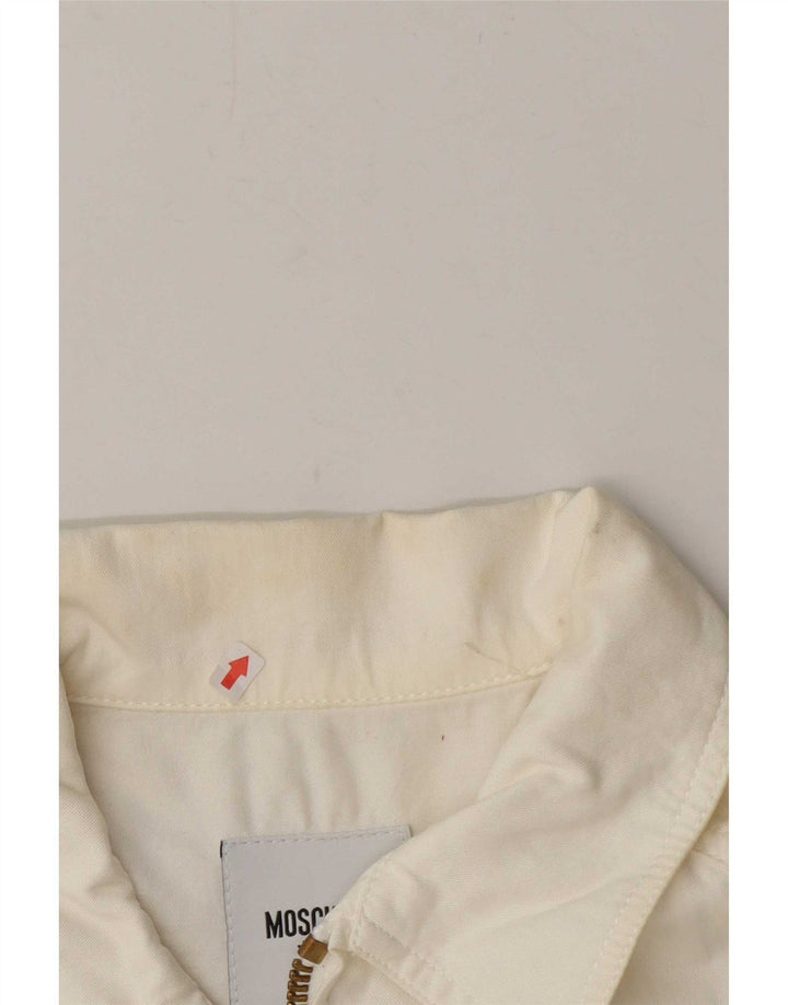 Moschino Womens Bomber Jacket UK 12 Medium Off White Bomuld