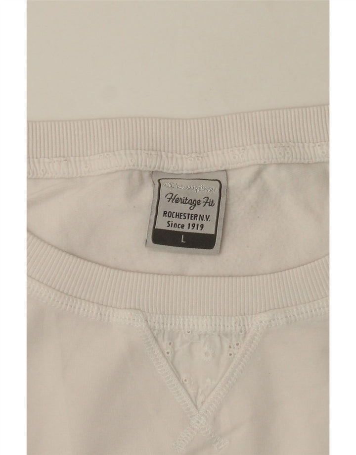 CHAMPION Womens Herritage Fit Sweatshirt Jumper UK 14 Large White Vintage Champion and Second-Hand Champion from Messina Hembry 