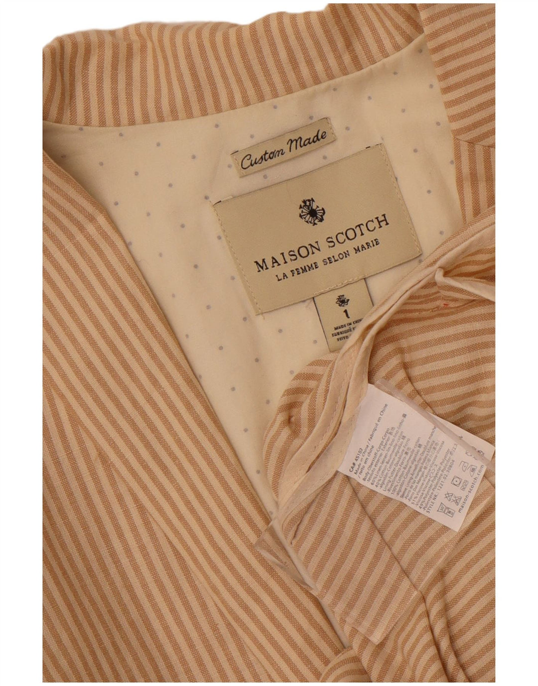 Maison Scotch Dame 2-knaps blazerjakke størrelse 1 Lille beige nålestribe