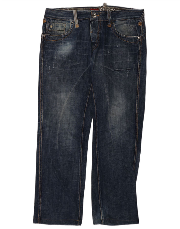 Datch Herre Distressed Straight Jeans W36 L30 Marineblå Bomuld