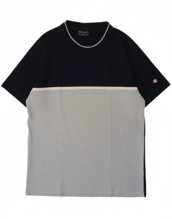 CHAMPION Mens T-Shirt Top Medium Navy Blue Colourblock Cotton Vintage Champion and Second-Hand Champion from Messina Hembry 