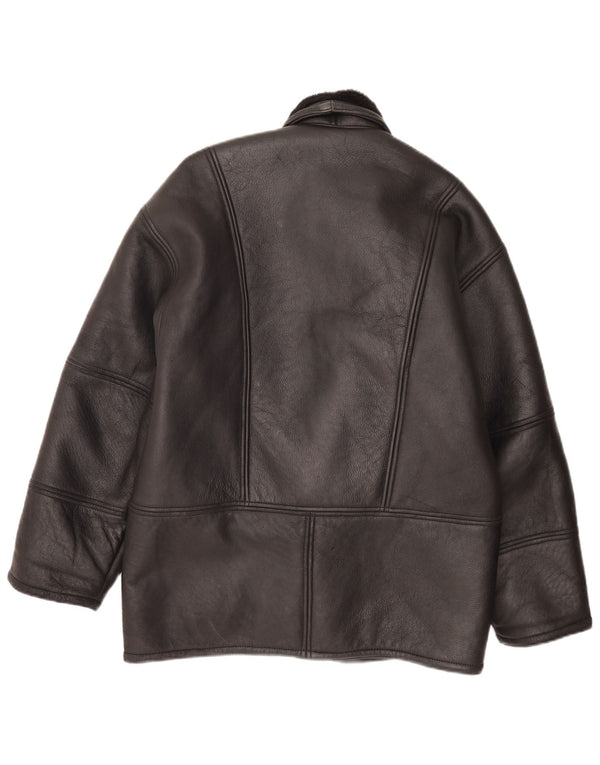 Vintage Mens Shearling Jacket IT 48 Medium Black