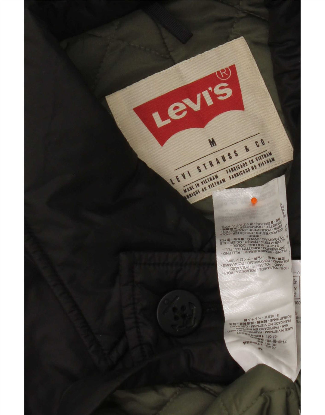 Levi's Polstret militærjakke til mænd UK 38 Medium Sort Nylon