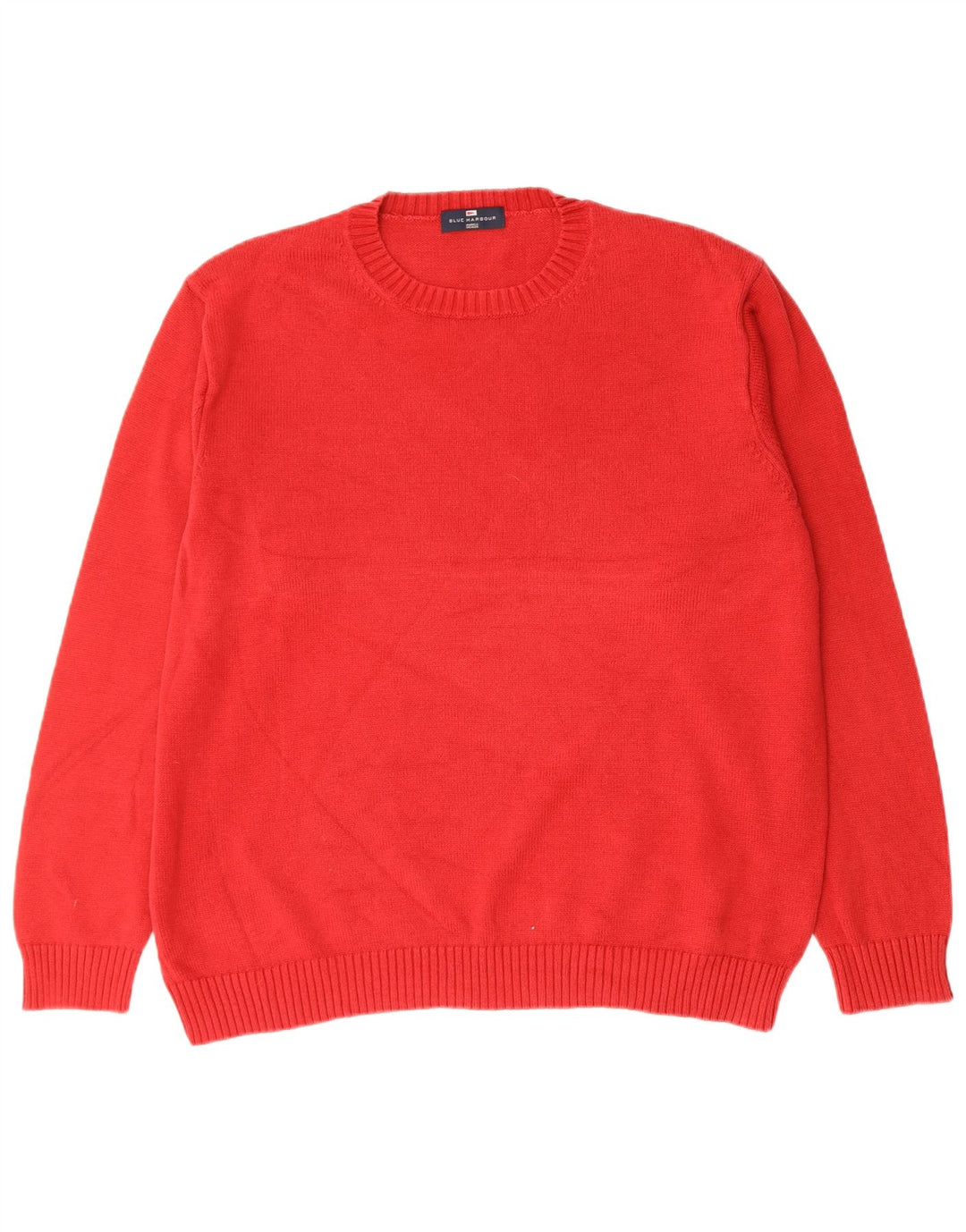 MARKS & SPENCER Mens Blue Harbour Crew Neck Jumper Sweater XL Red Cotton