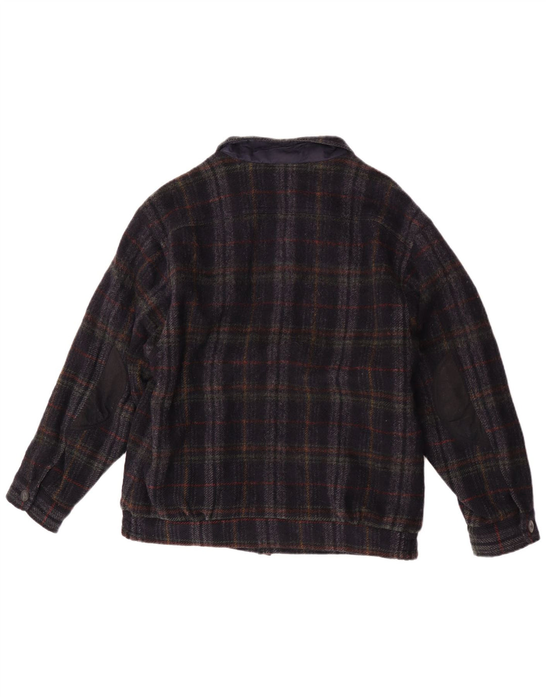 Vintage Herre Bomber Jacket UK 36 Small Navy Blue Check New Wool