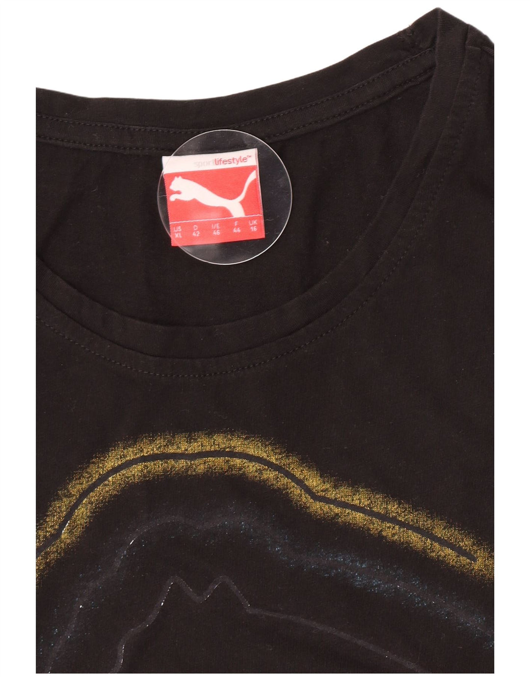 Puma Grafisk T-Shirt Top til kvinder DK 16 Stor Sort
