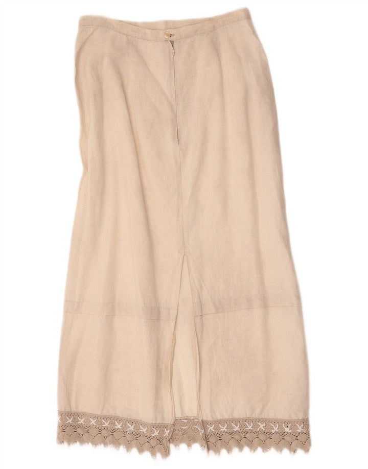 L.Pucci Dame Midi Nederdel IT 44 Medium W28 Beige Linned