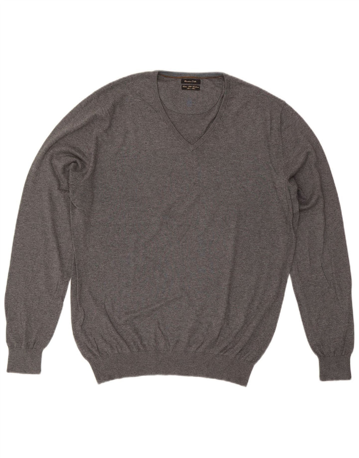 Massimo Dutti Herre V-hals sweater XL Grå Bomuld