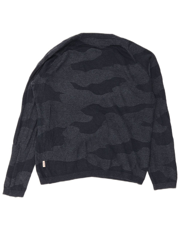 Jack & Jones Herre Boat Neck Jumper Sweater Small Navy Blue Camouflage