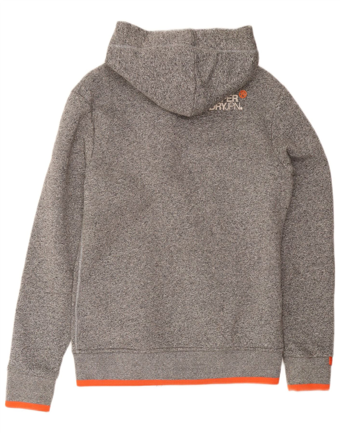 SUPERDRY Hættetrøje med lynlås til mænd, lille grå flækket bomuld