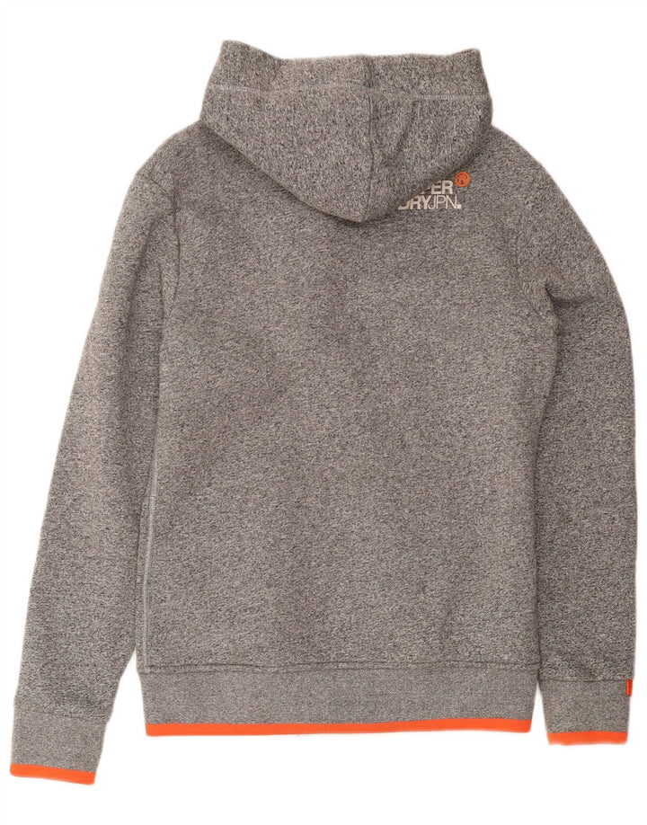 SUPERDRY Hættetrøje med lynlås til mænd, lille grå flækket bomuld