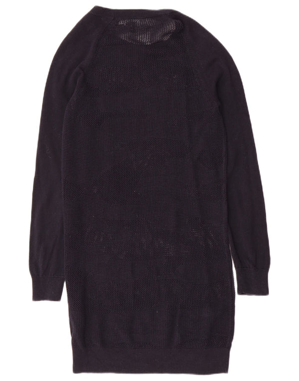 All Saints Dame Se Gennem Langærmet Jumper Kjole UK 8 Small Navy Blue