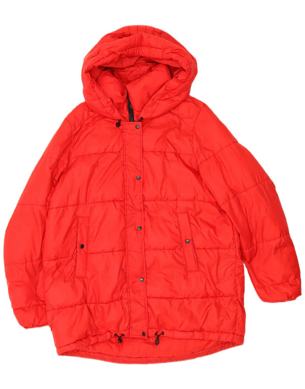 Zara Dame Trafaluc Hætte Oversized Polstret Jakke UK 14 Medium Rød