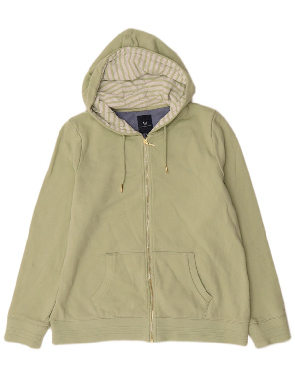Crew Clothing Womens Zip Hoodie Sweater UK 16 Large Green Cotton
