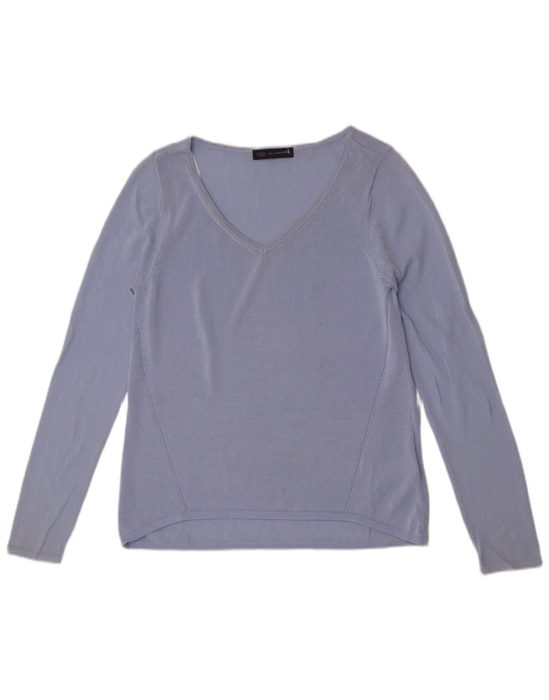Marks & Spencer Dametop Langærmet UK 8 Small Blue Viscose