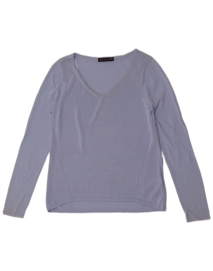 Marks & Spencer Dametop Langærmet UK 8 Small Blue Viscose