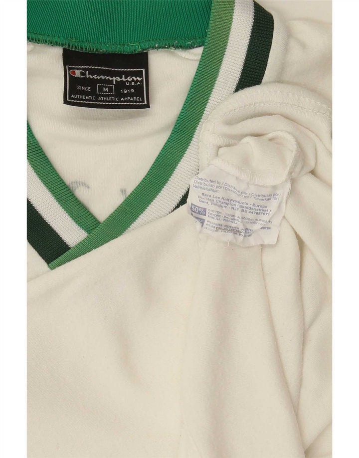 Champion Herre Grafisk Grafisk T-Shirt Top Medium Hvid Bomuld
