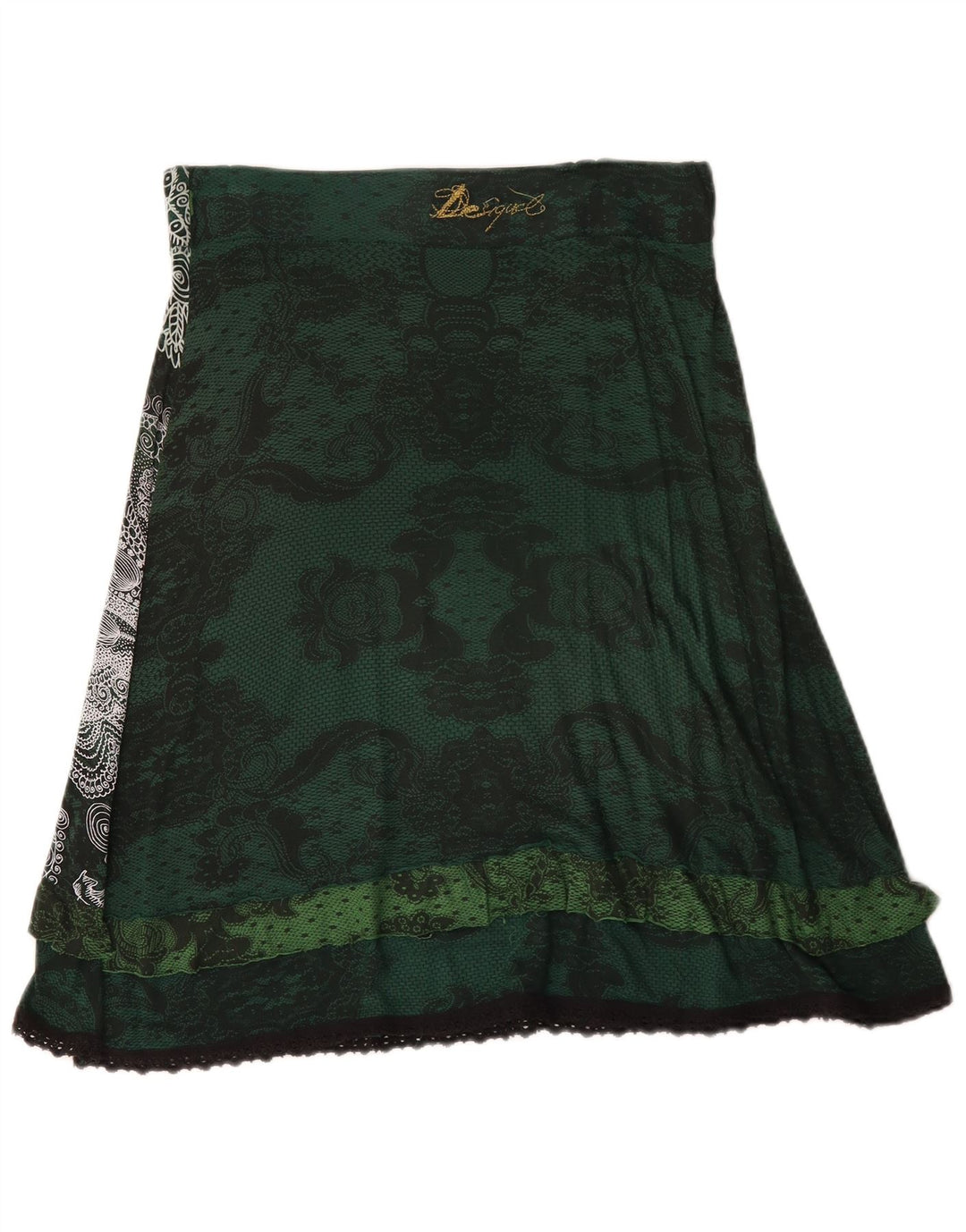 Desigual Dame A-Line nederdel Medium W30 Grøn Blomster