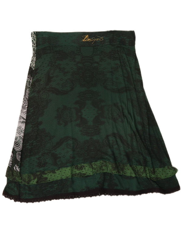 Desigual Dame A-Line nederdel Medium W30 Grøn Blomster