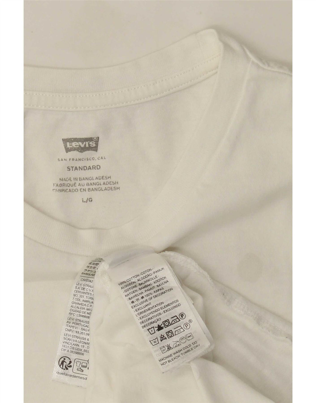 Levi's Herre Standard T-Shirt Top Stor Hvid Bomuld