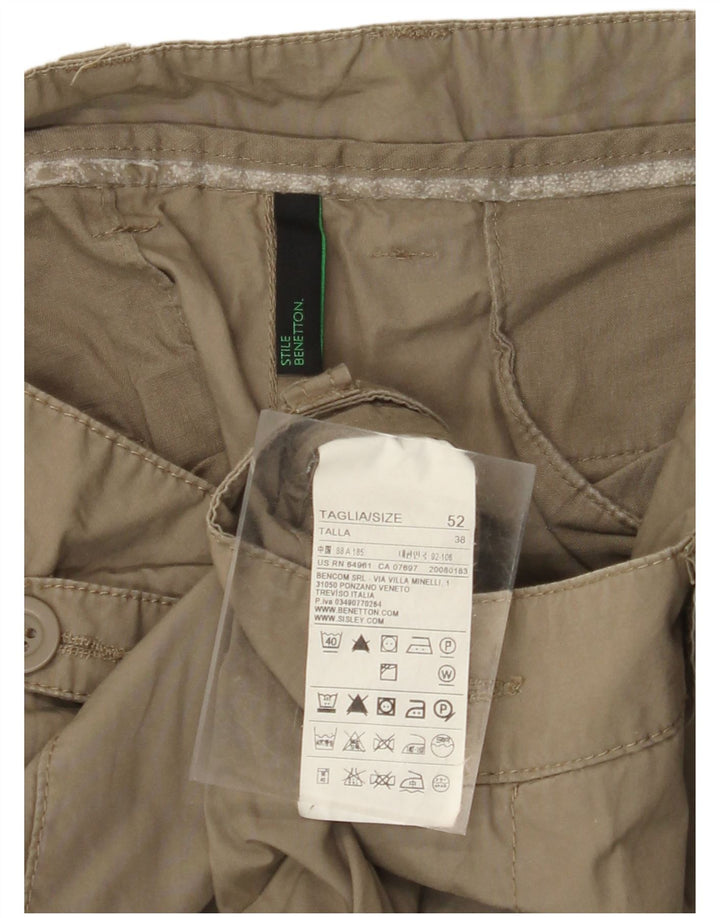 BENETTON Straight Cargo Bukser til mænd IT 52 XL W38 L34 Khaki Bomuld
