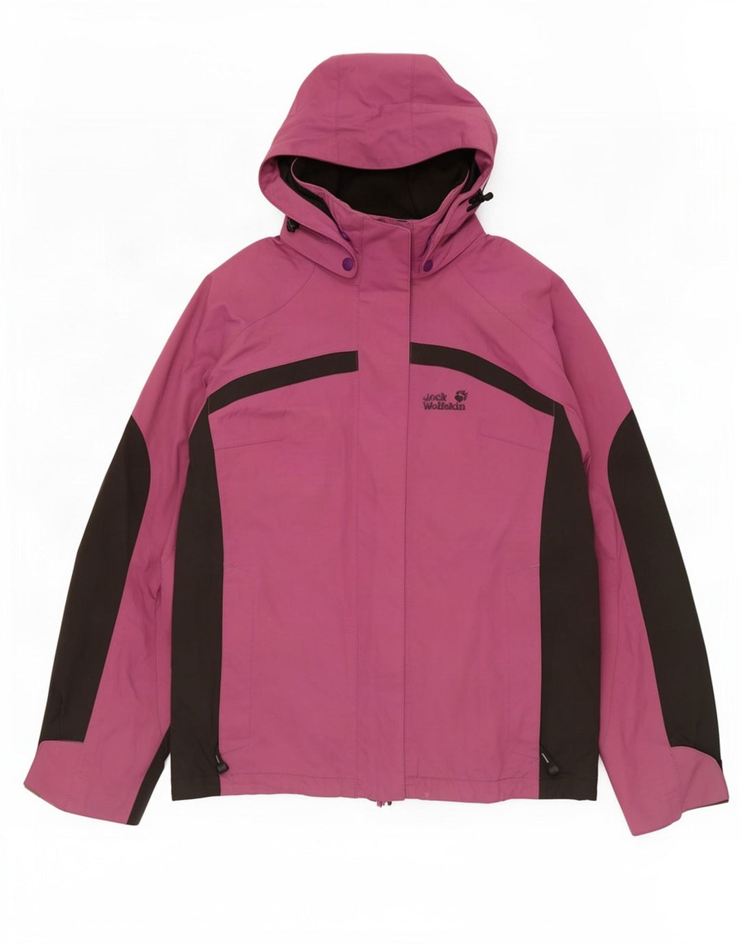 Jack Wolfskin Dame Regnjakke med hætte UK 10 Small Purple Colourblock