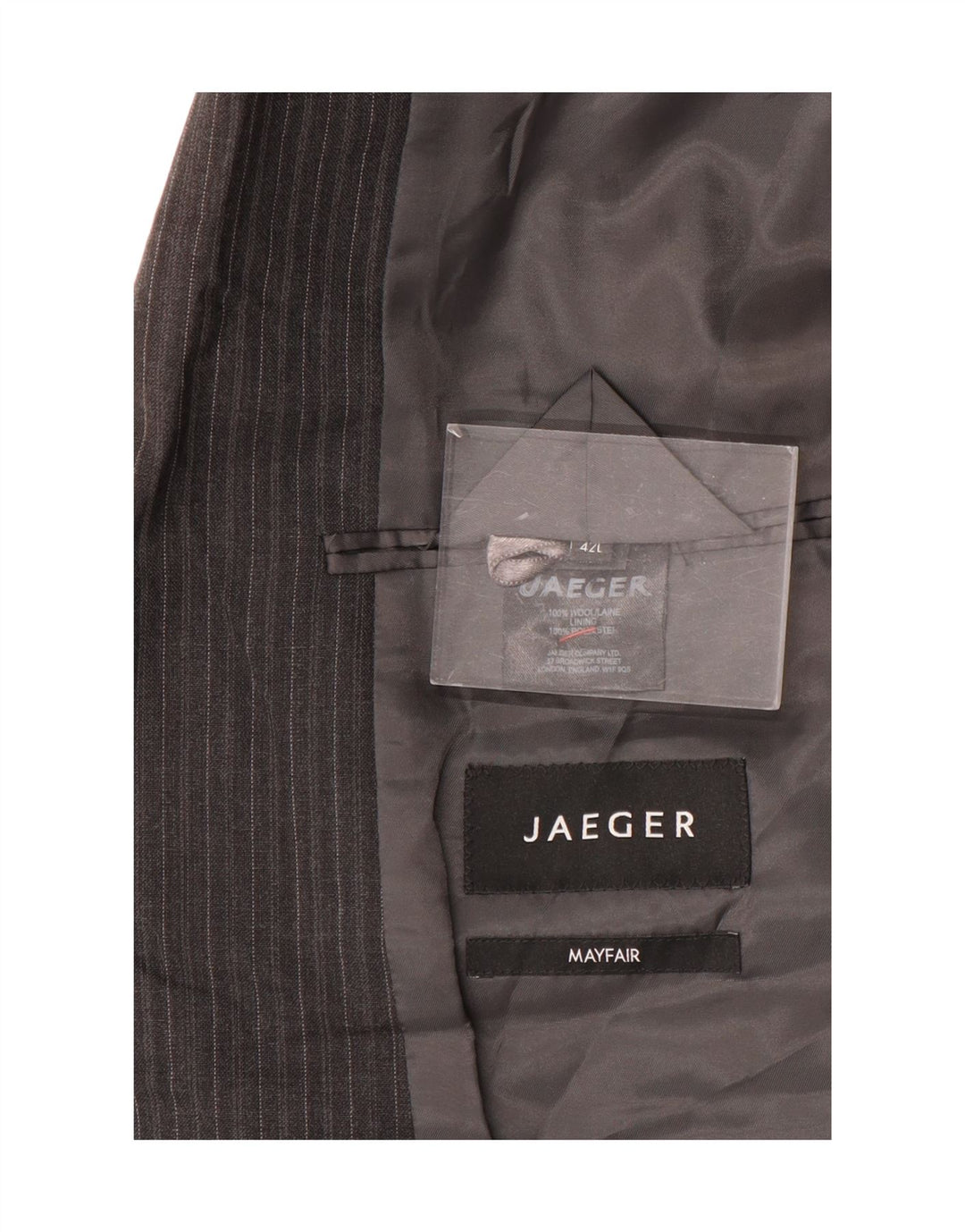Jaeger Herre 2-knaps blazerjakke UK 42 XL Grå nålestribet uld