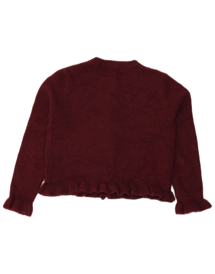 Zara Womens Crop Oversized cardigan sweater UK 10 Small Maroon Polyester