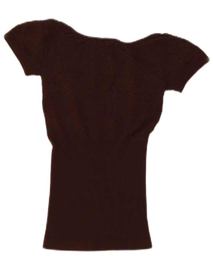 Guess Damebluse Top UK 8 Small Brown Floral Nylon
