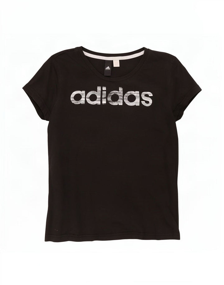 Adidas Dame Grafisk T-Shirt Top UK 12 Medium Sort
