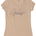 Guess Grafisk T-shirt top til kvinder UK 12 Medium hvid bomuld