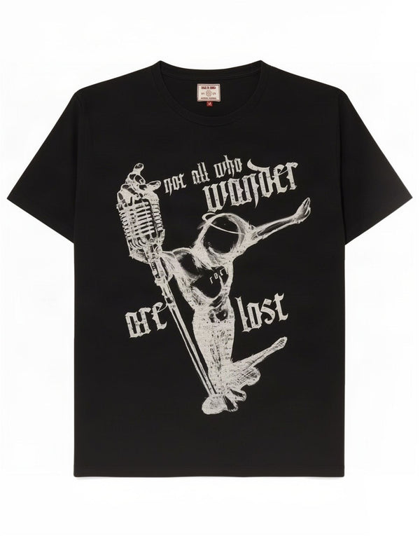Jack & Jones Mens Graphic T-Shirt Top XL Black Cotton