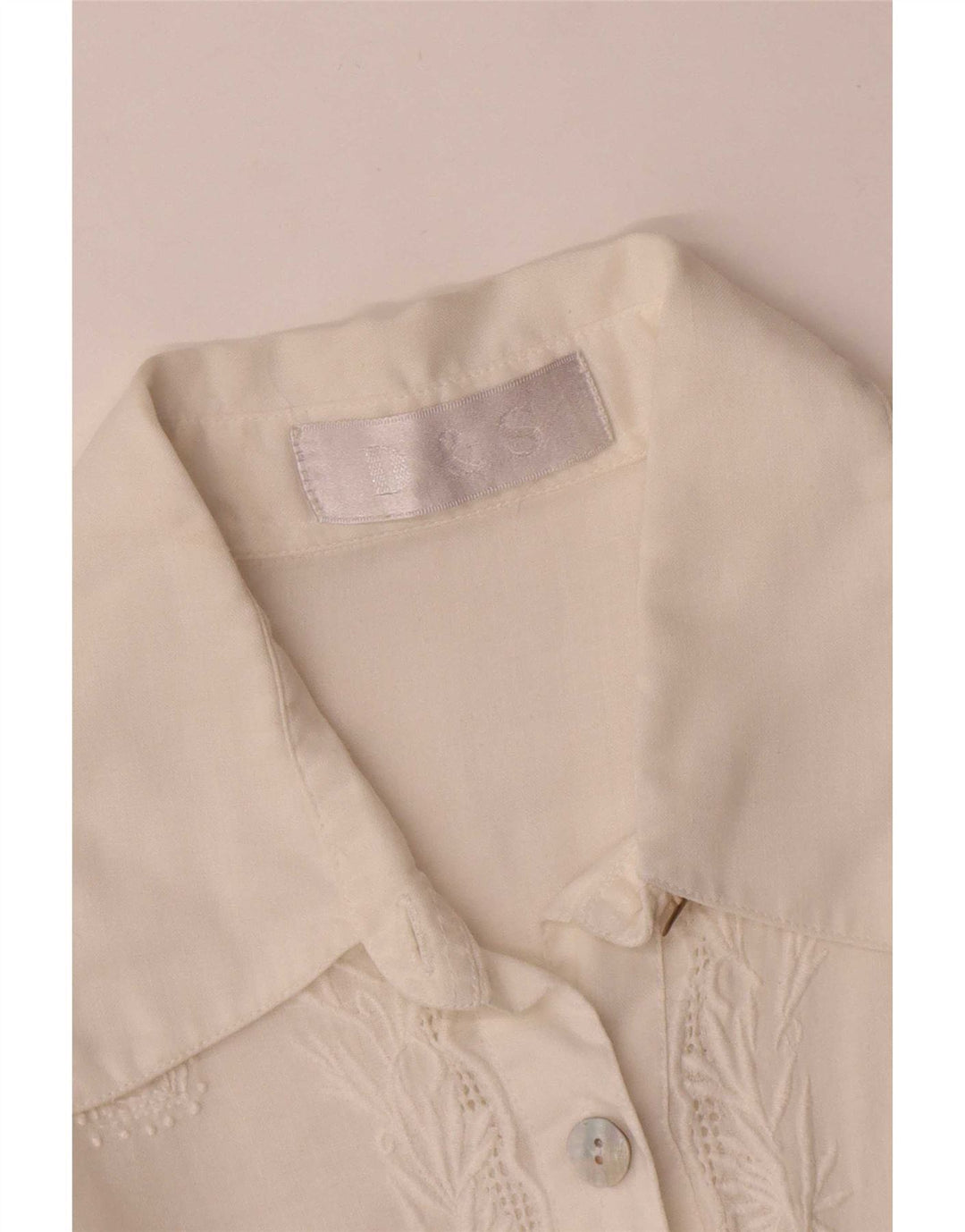 Vintage dameskjorte bluse UK 16 Large White Floral