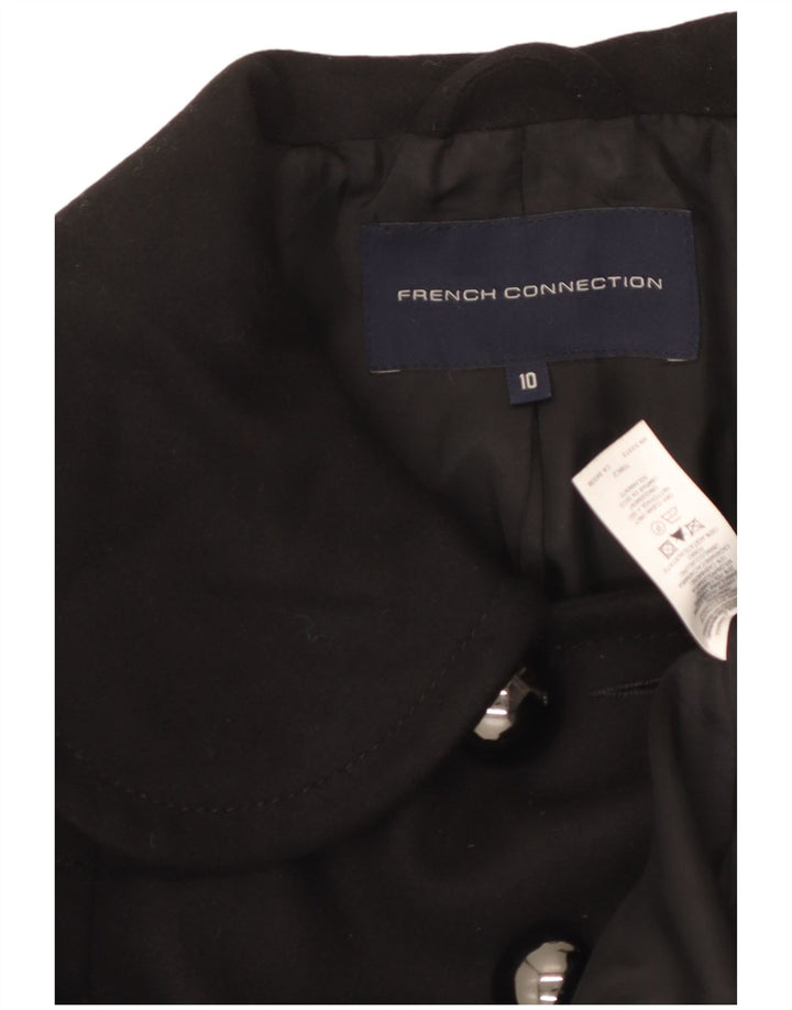 French Connection Womens Pea Coat UK 10 Small Black Virgin Wool