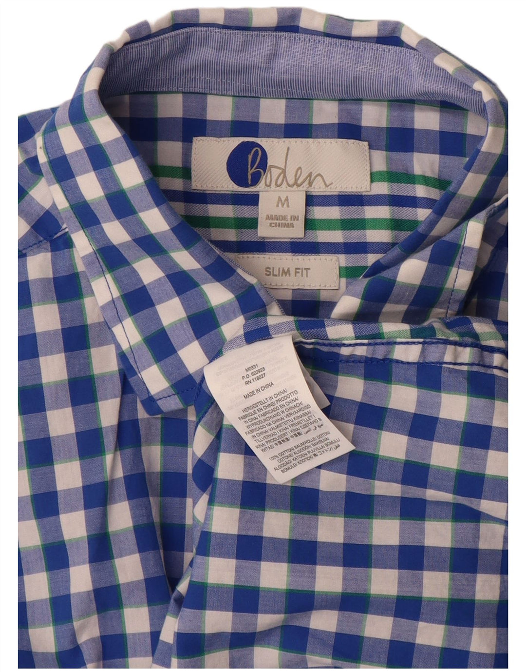 BODEN Herre Slim Fit skjorte Medium Blue Gingham Cotton