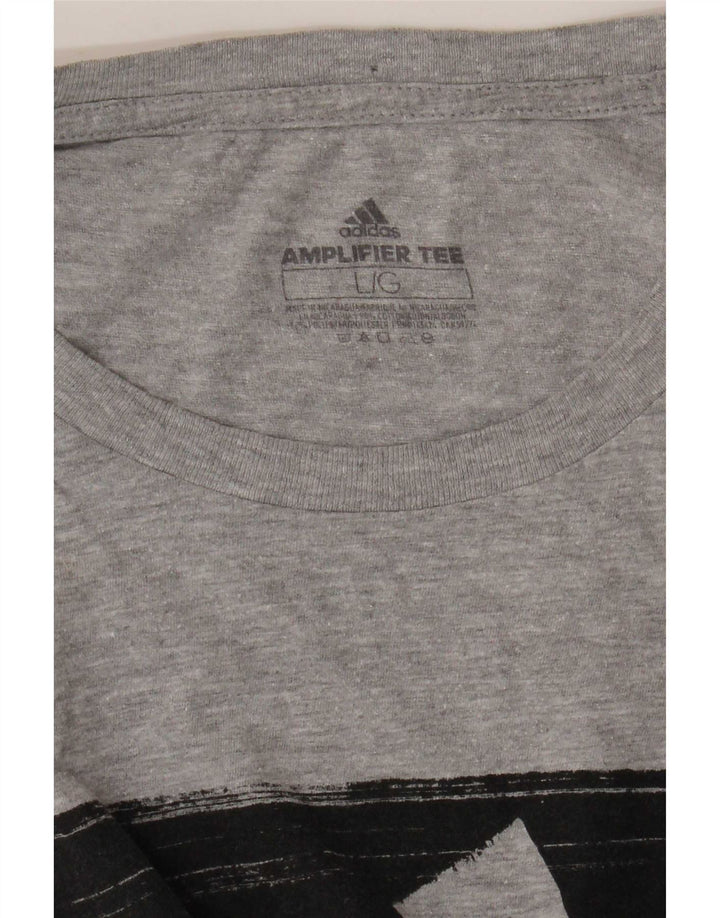 Adidas Herre Grafisk T-Shirt Top Stor Grå Bomuld
