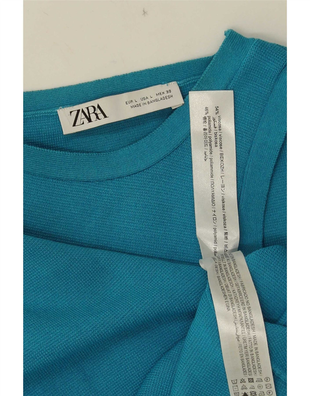 Zara Womens Crop Vest Top UK 14 Large Blue Viscose