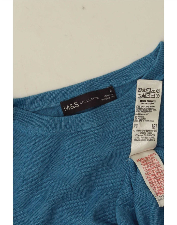 Marks & Spencer Dame Boat Neck Jumper Sweater UK 10 Small Blue Chevron