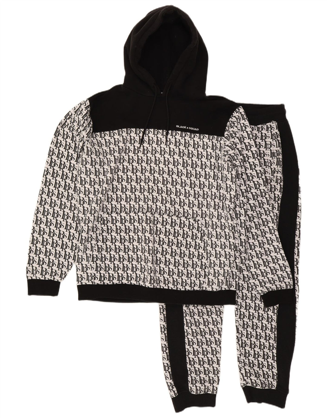 BLACK SQUAD Herre grafisk Regular Fit Fuld træningsdragt XL Hvid Colourblock