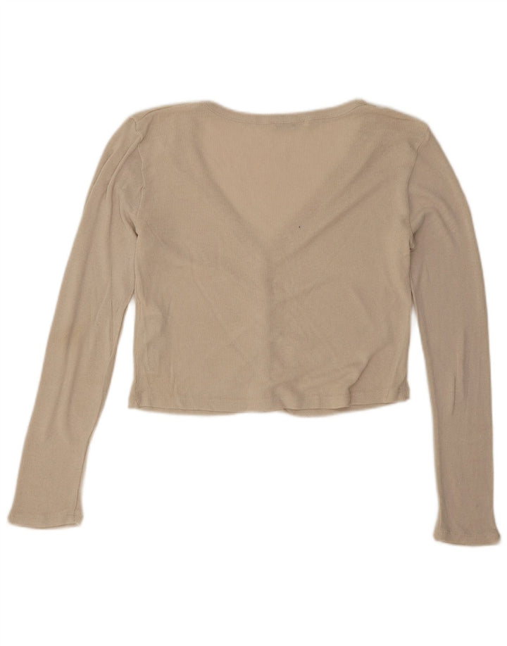 Zara Womens Crop Oversized Cardigan Top UK 10 Small Beige Viscose