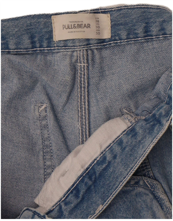Pull & Bear Dame Cargo Denim Shorts EU 38 Medium W30 Blå