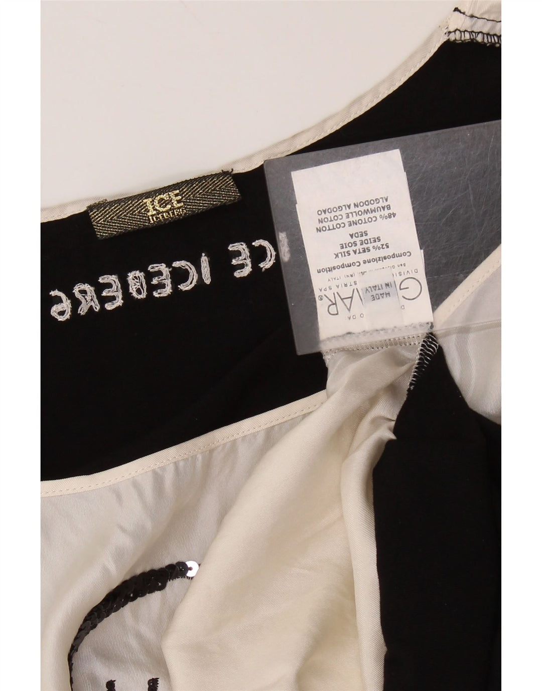 ICEBERG Grafisk blusetop til kvinder DK 8 Small Off White Colourblock