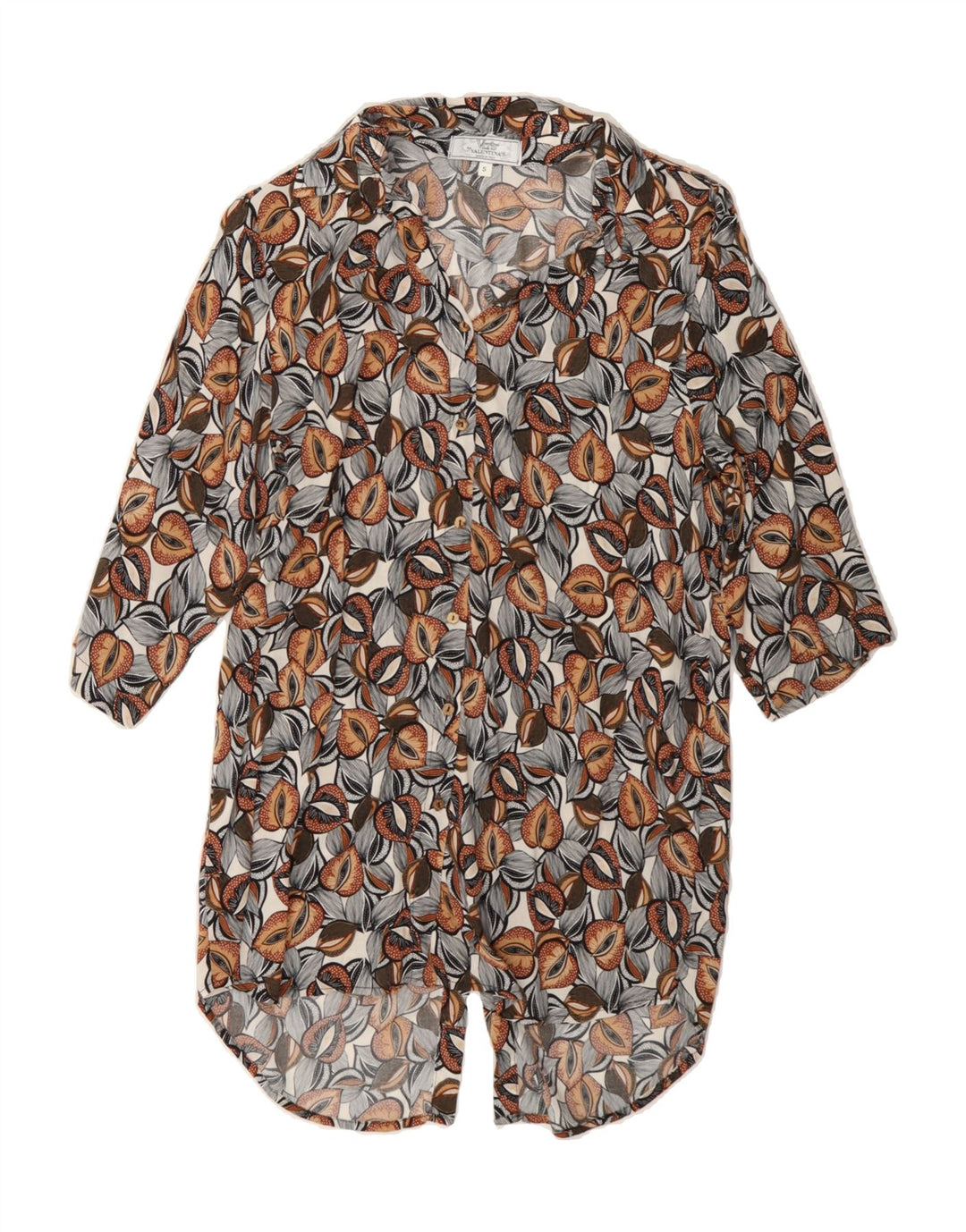 VALENTINA'S Womens VLT'S Abstract Pattern Shirt Dress UK 10 Small Grey Vintage Valentina's and Second-Hand Valentina's from Messina Hembry 