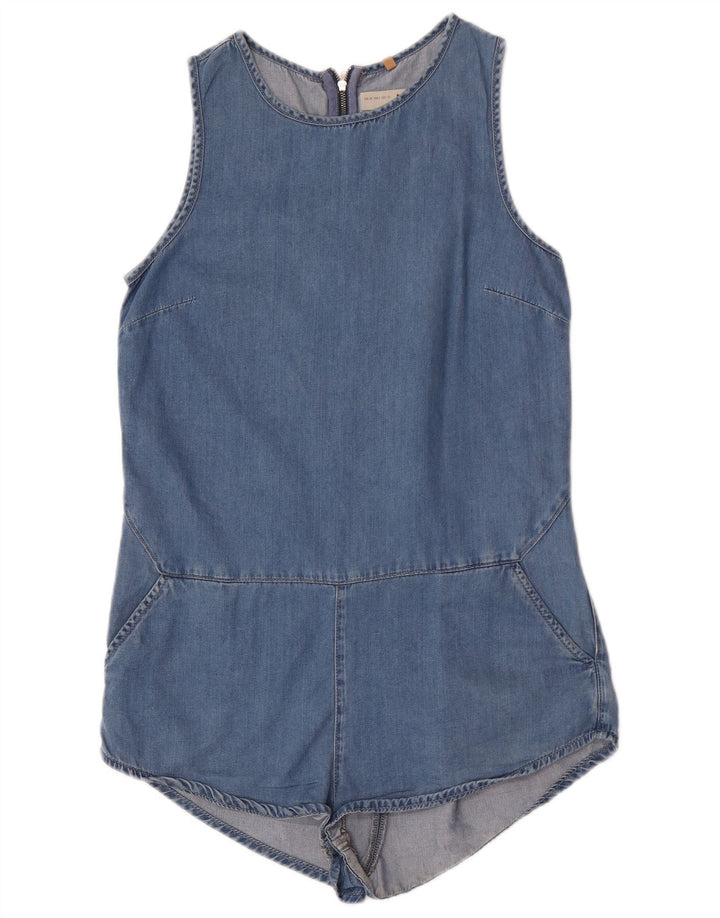 Topshop Dame Denim Playsuit UK 10 Small Blue Cotton