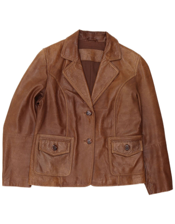 C & A Dame 2-knaps læder blazerjakke IT 44 Medium Brun