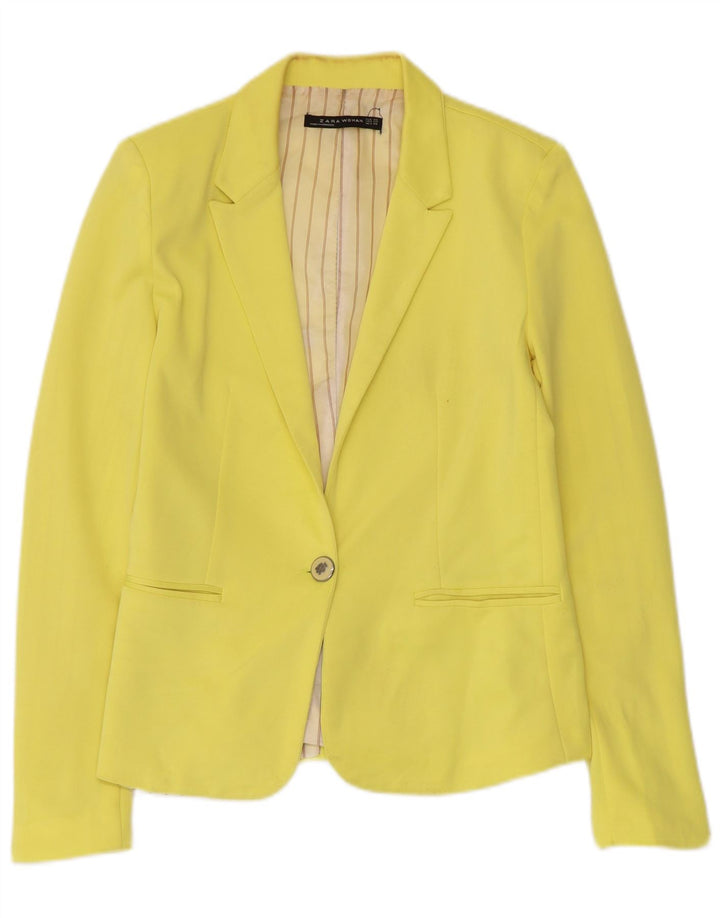 Zara Dame 1 Knap Blazer Jakke UK 6 XS Gul