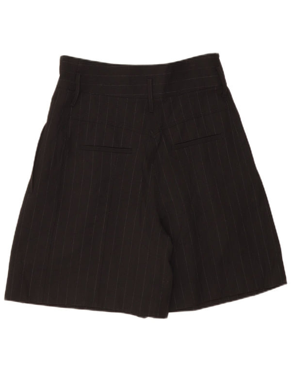 Zara Kvinder Brede Ben Højtaljede Bermuda Shorts Medium W28 Sort Nålestribe