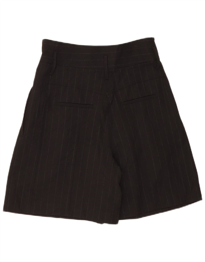 Zara Kvinder Brede Ben Højtaljede Bermuda Shorts Medium W28 Sort Nålestribe